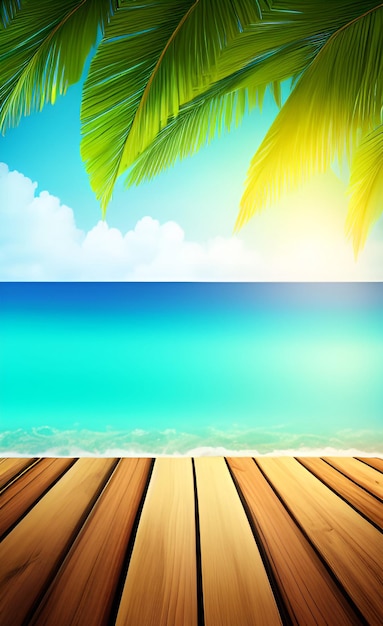 Photo arrière-plan d'été avec une plage et un palmier