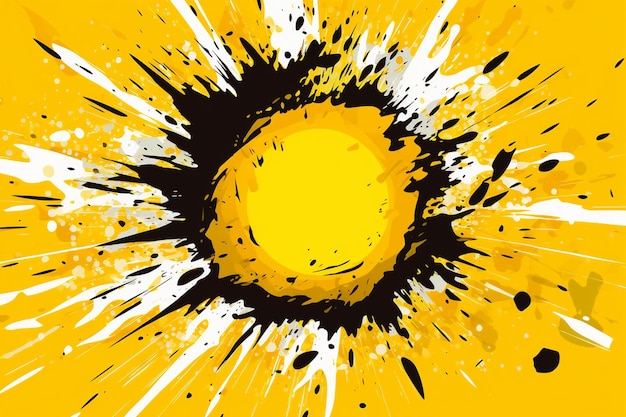 Arrière-plan d'explosion abstraite comique sur jaune