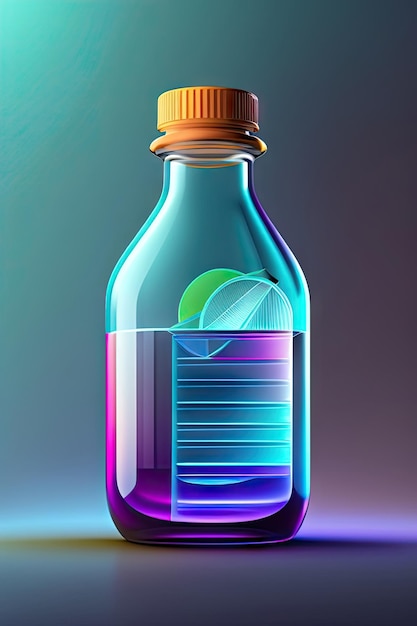 Arrière-plan de fabrication pharmaceutique avec bouteille en verre