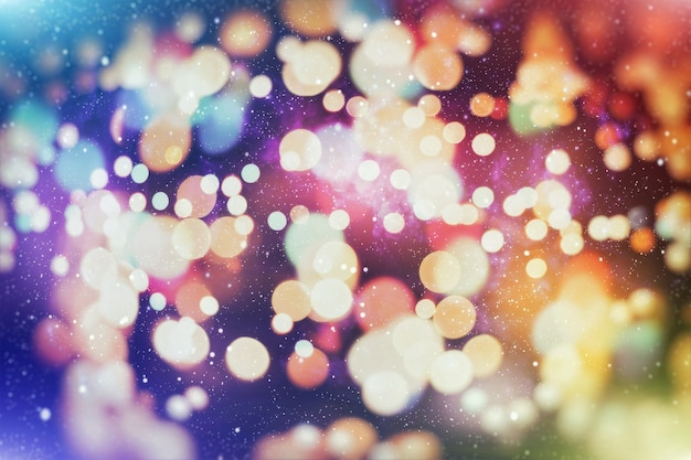 Photo arrière-plan festif avec bokeh naturel et lumières dorées lumineuses. fond magique vintage avec bokeh coloré.