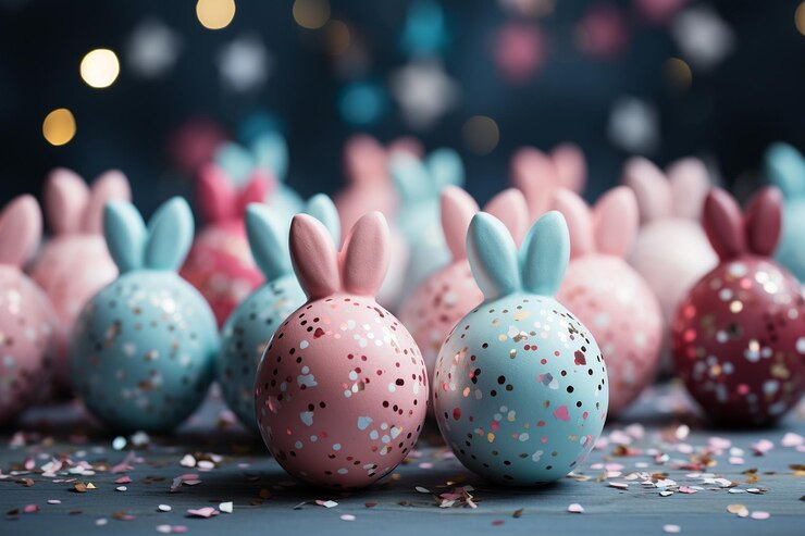 Photo arrière-plan festif de pâques avec des confettis