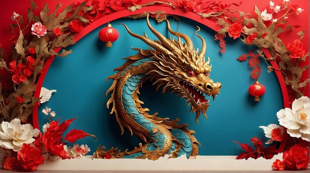 Arrière-plan de fête chinoise avec dragon