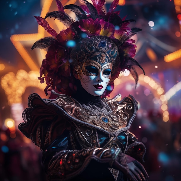 Arrière-plan de la fête du carnaval Brésil Carnaval vénitien Mardi Gras costumes et masques