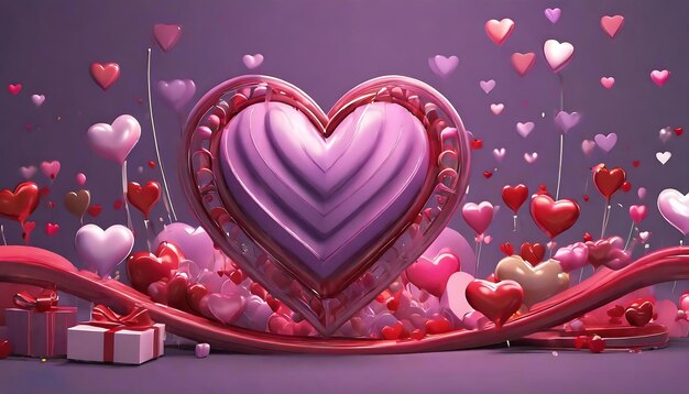 Arrière-plan de la fête de la Saint-Valentin en 3D