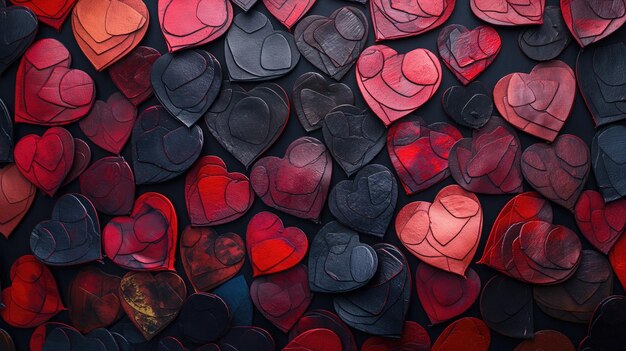 Arrière-plan de la fête de la Saint-Valentin avec des cœurs 3D rendu illustration 3D