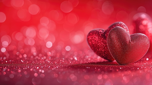 Arrière-plan de la fête de la Saint-Valentin avec des cœurs rouges sur fond bokeh