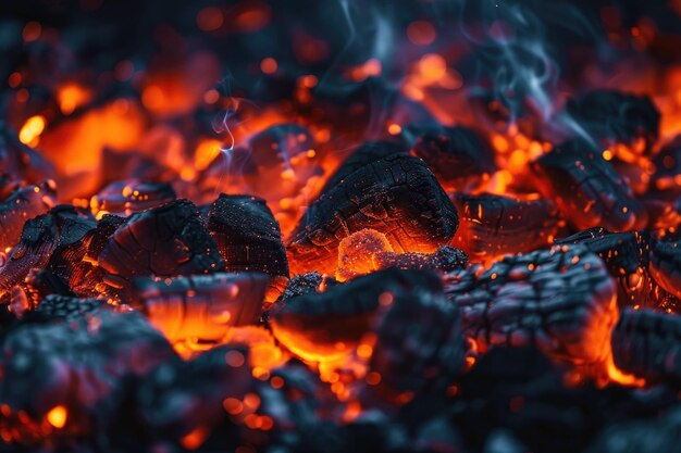 Arrière-plan feu brûlant des braises coulant dans le noir dans le feu