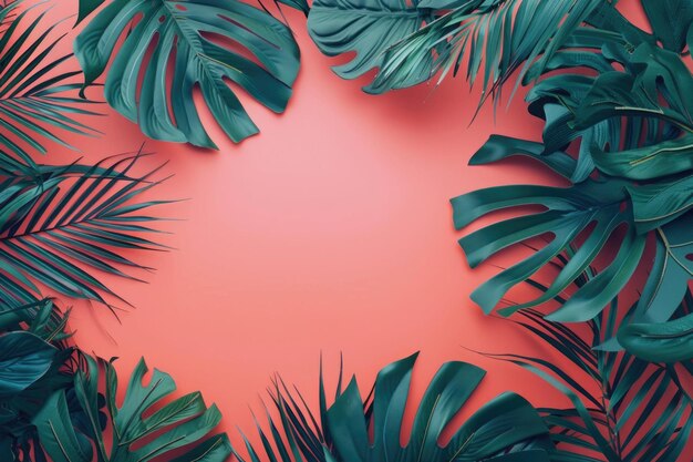 Arrière-plan de feuilles de palmiers tropicaux colorés pour le concept de mode d'été