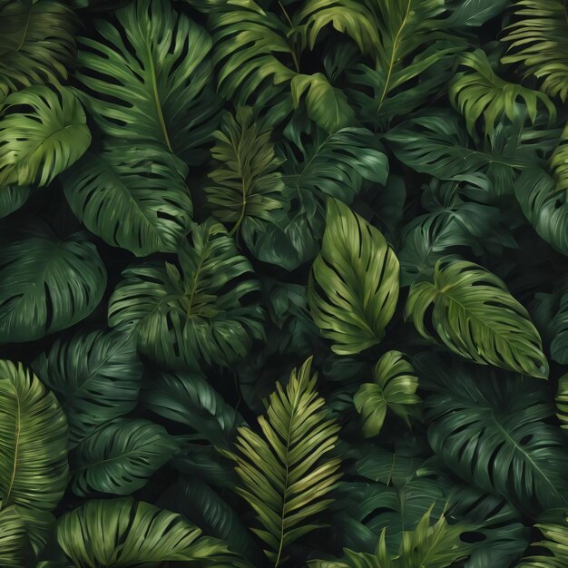 Arrière-plan de feuilles sombres esthétique de la jungle pour un post Instagram