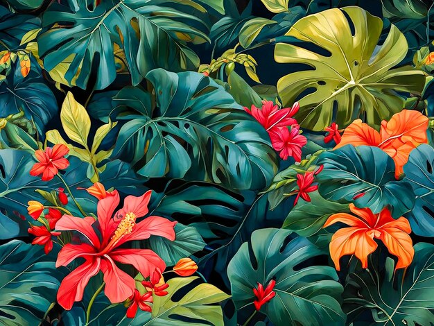 Arrière-plan des feuilles tropicales d'été