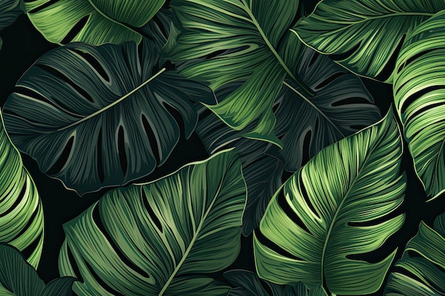 Photo arrière-plan de feuilles tropicales vertes