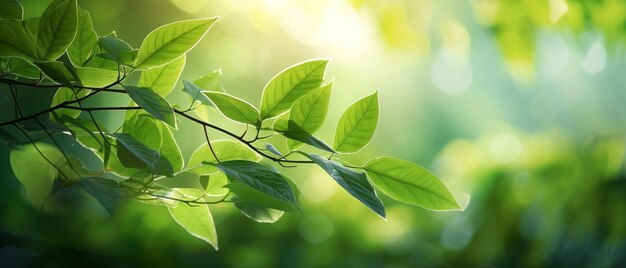 Arrière-plan de feuilles vertes avec effet bokeh Belle scène naturelle