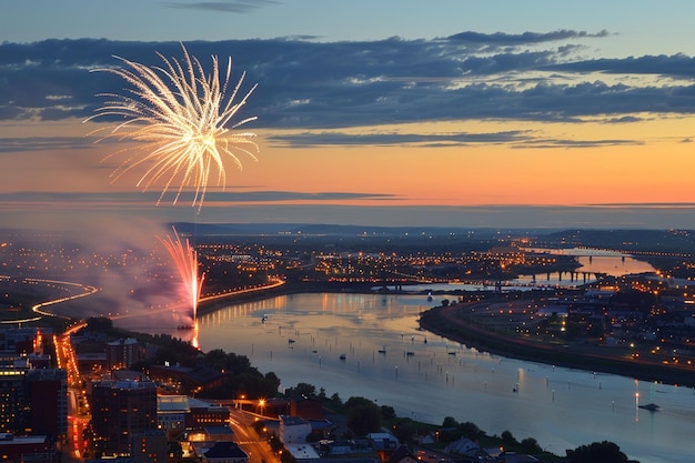 Arrière-plan des feux d'artifice de la tapisserie du crépuscule