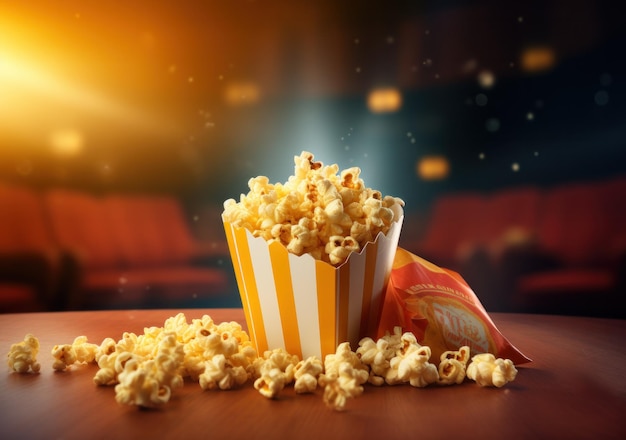 Arrière-plan de film vif avec du pop-corn