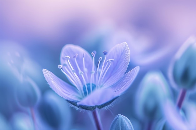 Arrière-plan de la fleur de printemps Fleur bleue violette avec beaucoup d'espace libre pour la copie
