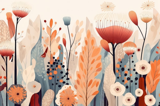 arrière-plan de fleurs abstraites d'automne dans le style de dessin animé