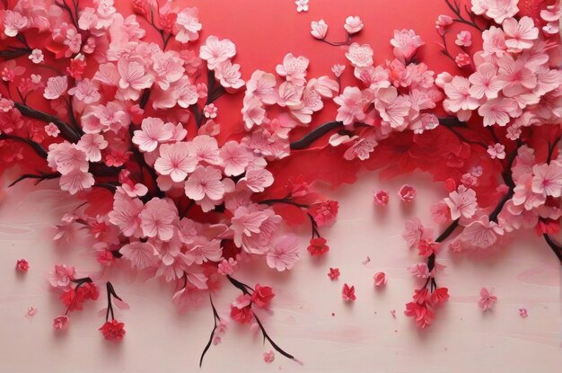 Arrière-plan en fleurs de cerises rouges