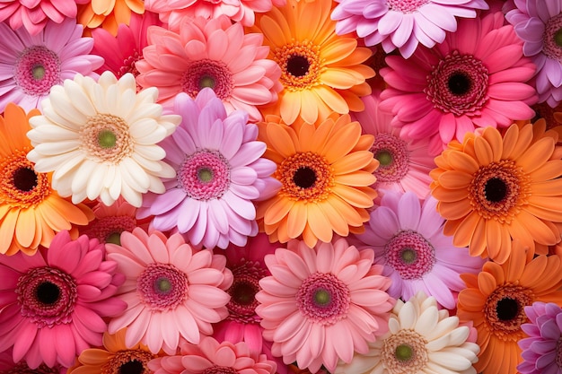 Photo arrière-plan de fleurs de gerbera colorées