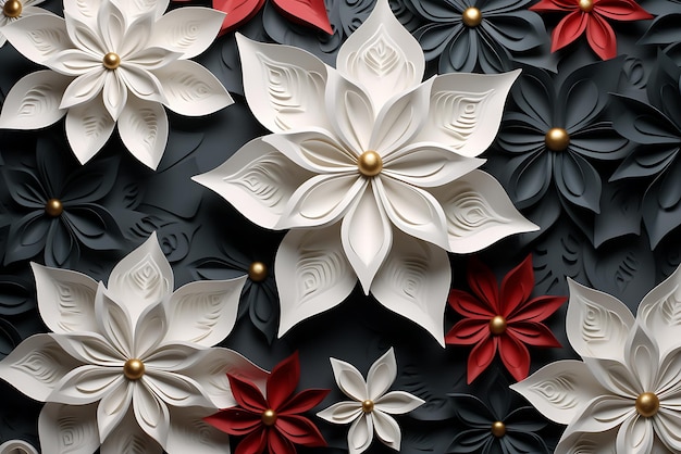 Arrière-plan de fleurs en papier 3D pour la décoration de Noël ou du Nouvel An