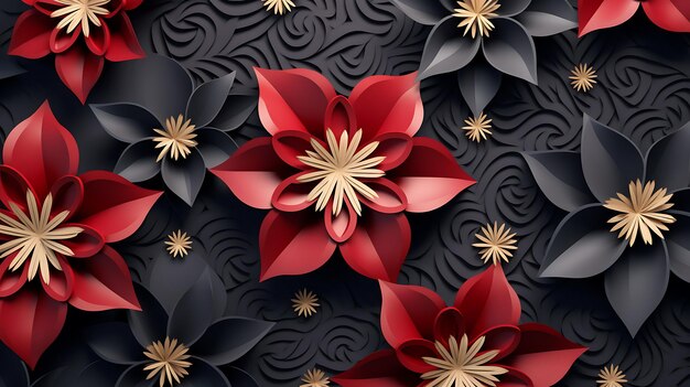 Arrière-plan de fleurs en papier 3D pour la décoration de Noël ou du Nouvel An