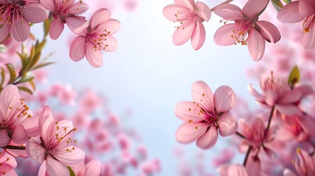 Photo arrière-plan de fleurs de printemps avec des fleurs de sakura roses une belle scène naturelle