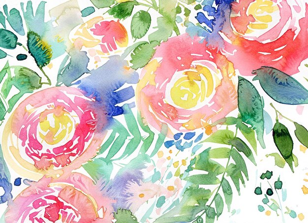 Arrière-plan floral à l'aquarelle