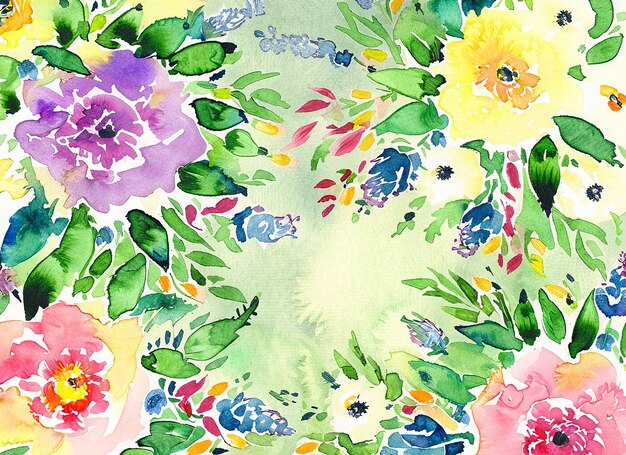 Arrière-plan floral à l'aquarelle