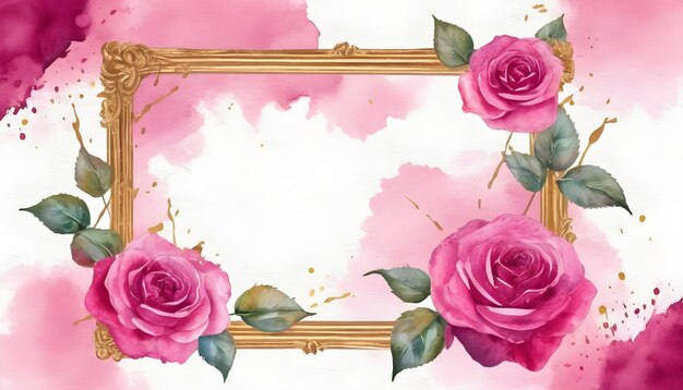Arrière-plan floral avec un cadre de rose magenta