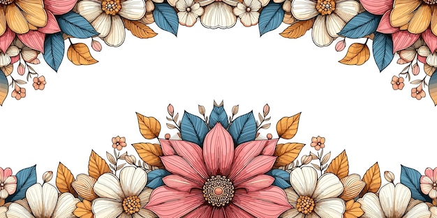 Arrière-plan floral avec dahlias cadre floral de printemps arrière-plan conception de carte de vœux illustration vectorielle