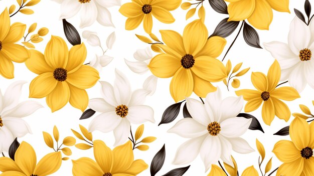 Arrière-plan floral jaune de fleurs belle impression pour votre décor et conception générative ai