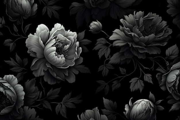 Arrière-plan floral noir