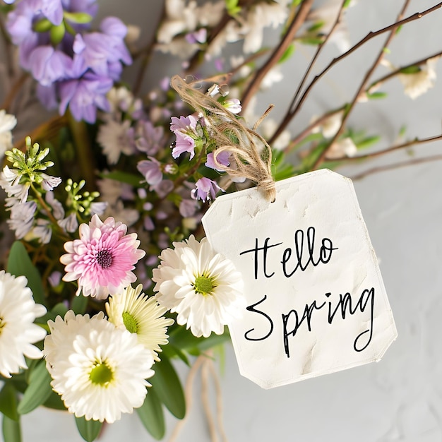 Photo arrière-plan floral de printemps avec de belles fleurs et du texte