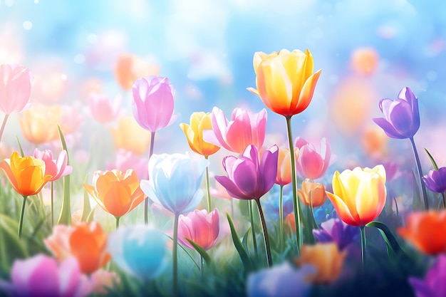 Arrière-plan floral de printemps avec des fleurs
