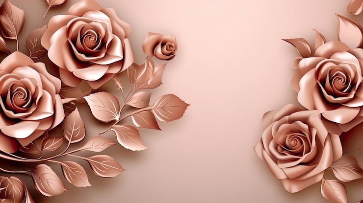 Photo arrière-plan floral avec des roses dorées et des feuilles dorées illustration vectorielle générer ai