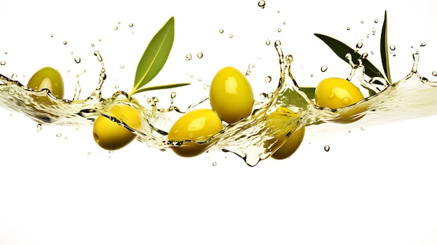 Photo arrière-plan flottant d'olives et d'huile d'olive