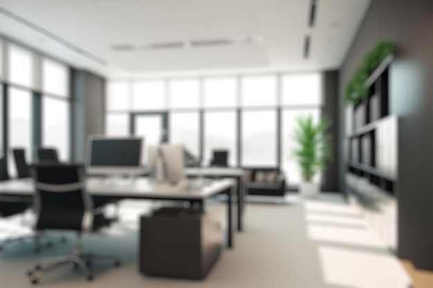 Arrière-plan flou du design d'intérieur de bureau moderne Espace de travail contemporain pour les entreprises créatives
