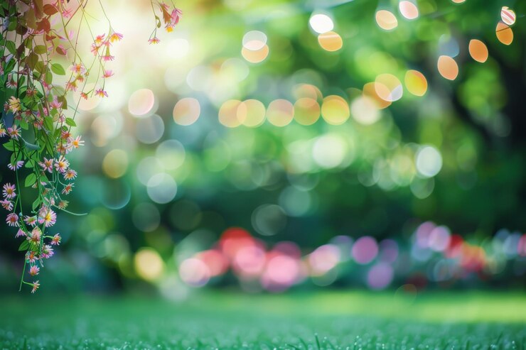 Photo arrière-plan flou du jour de la fête du jardin en été