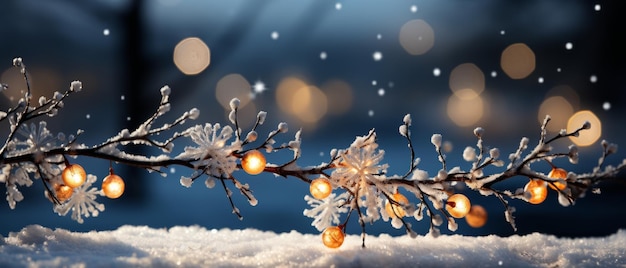 Arrière-plan flou d'hiver avec des décorations de Noël Generative AI