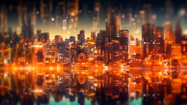 Arrière-plan flou avec la lumière de la ville AI générative