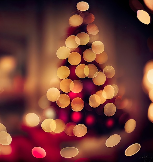 Arrière-plan flou de Noël avec illustration 3d de l'arbre de Noël