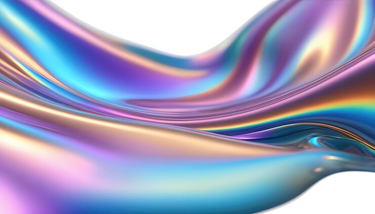 Arrière-plan de forme métallique holographique de couleur fluide et lisse abstrait