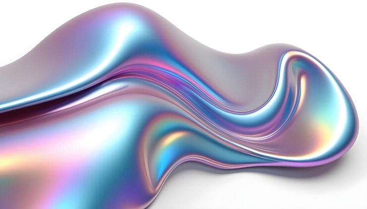 Arrière-plan de forme métallique holographique de couleur fluide et lisse abstrait