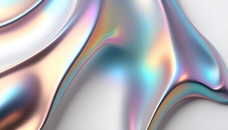 Arrière-plan de forme métallique holographique de couleur fluide et lisse abstrait