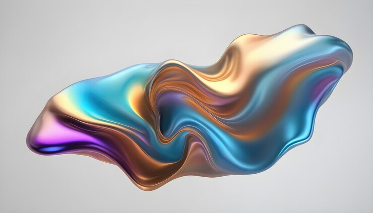Arrière-plan de forme métallique holographique de couleur fluide et lisse abstrait