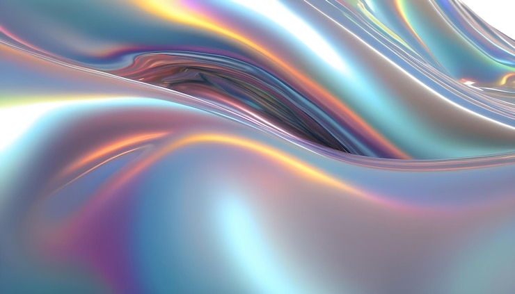 Arrière-plan de forme métallique holographique de couleur fluide et lisse abstrait