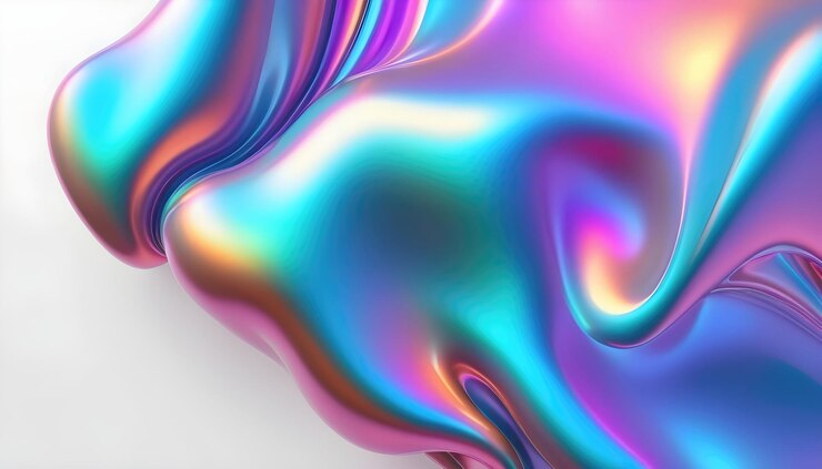 Arrière-plan de forme métallique holographique de couleur fluide et lisse abstrait