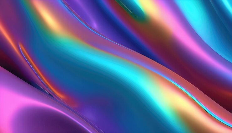 Arrière-plan de forme métallique holographique de couleur fluide et lisse abstrait