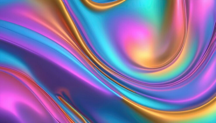 Arrière-plan de forme métallique holographique de couleur fluide et lisse abstrait