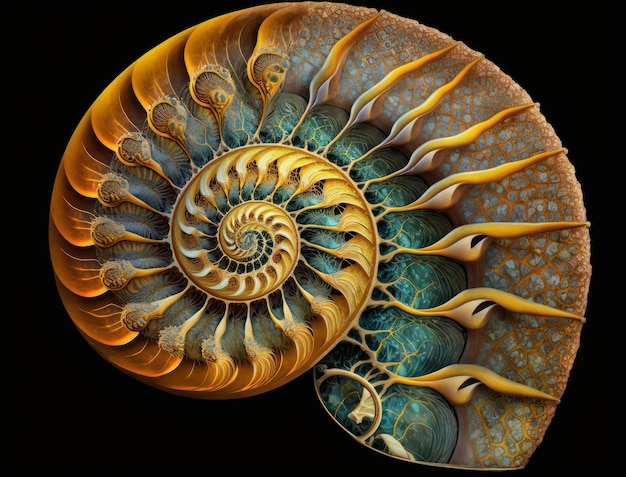 Arrière-plan fossile d'ammonite créé avec la technologie d'IA générative