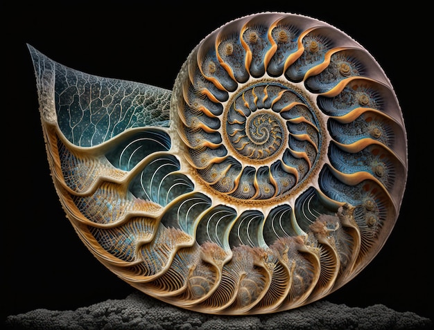 Photo arrière-plan fossile d'ammonite créé avec la technologie d'ia générative